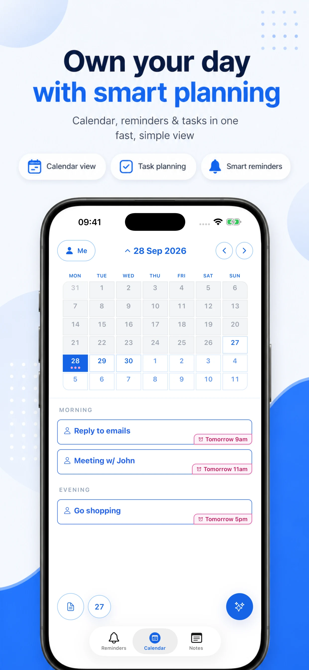 Jiffy App Store screenshot showing the calendar and scheduled items