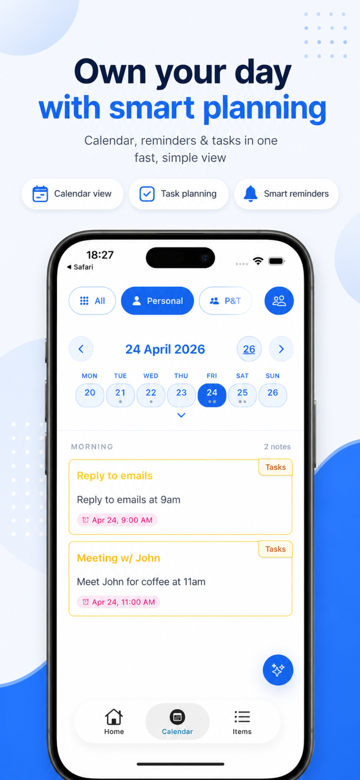 Jiffy calendar view
